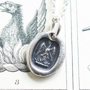 phoenix wax seal necklace - small phoenix necklace pendant - wax seal jewelry
