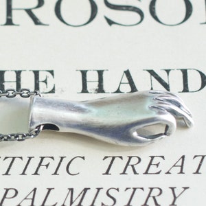 left hand necklace - figural hand pendant - sterling silver hand jewelry