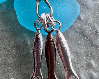 little fish sardine necklace charms ... fishy fun sardine summer jewelry in mixed metals