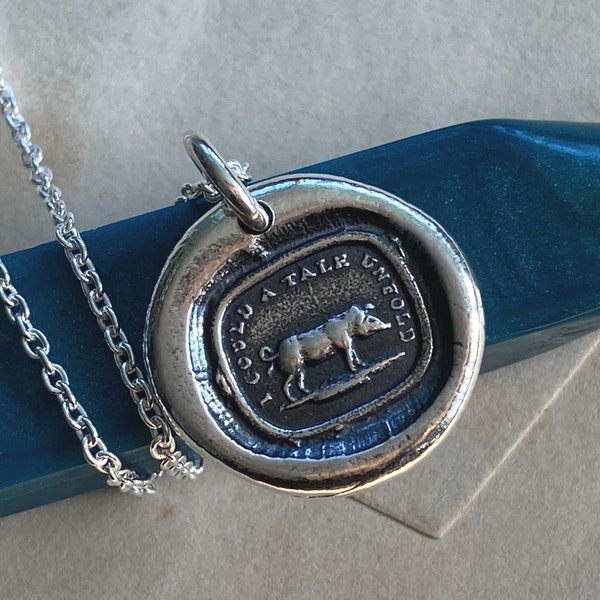 pig wax seal necklace ... I could a tale unfold - gift for the storyteller - sterling silver antique wax seal jewelry