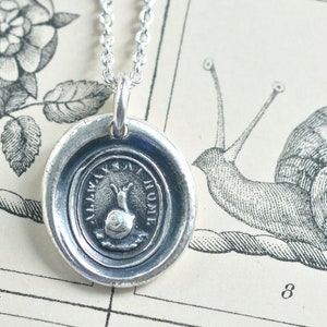 snail wax seal necklace - always at home - sterling silver wax seal jewelry