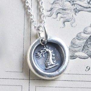 dragon wax seal necklace pendant - firedragon - sterling silver wax seal jewelry