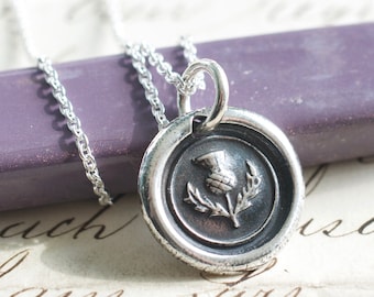 Scottish thistle wax seal necklace pendant - outlander jewelry - wax seal jewelry