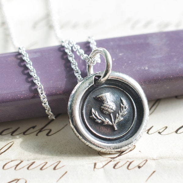 Scottish thistle wax seal necklace pendant - outlander jewelry - wax seal jewelry