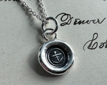 anchor wax seal necklace - tiny anchor pendant - hope - nautical wax seal jewelry