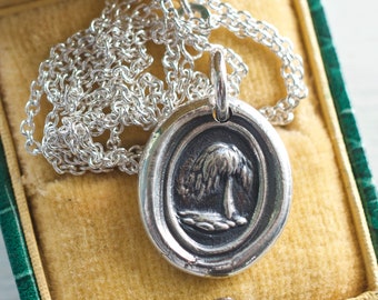 weeping willow wax seal necklace pendant - sentimental wax seal jewelry