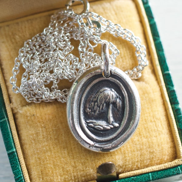 weeping willow wax seal necklace pendant - sentimental wax seal jewelry