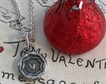 heart wax seal necklace pendant - sealed with love - sterling silver wax seal jewelry