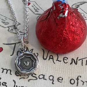 heart wax seal necklace pendant - sealed with love - sterling silver wax seal jewelry