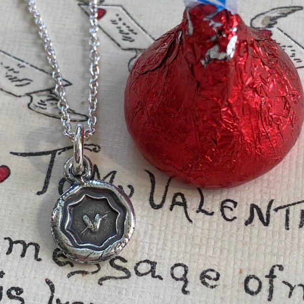 heart wax seal necklace pendant - sealed with love - sterling silver wax seal jewelry