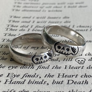 skull ring - sterling silver mourning band - mourning ring - memento mori jewelry