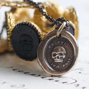 skull necklace - skull wax seal necklace - es fvi svm eris - memento mori - wax seal jewelry - remembrance jewelry