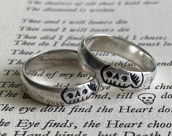 Sterling Silver Skull Ring – Memento Mori Mourning Band