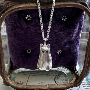 cat ghost necklace pendant ... spooky Halloween jewelry ... boomeow