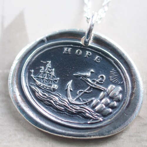 Anchor With Heart Wax Seal Necklace Pendant Hope in Thee Etsy