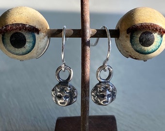 doll head earrings - tiny sterling silver doll earrings - historic Frozen Charlotte doll jewelry