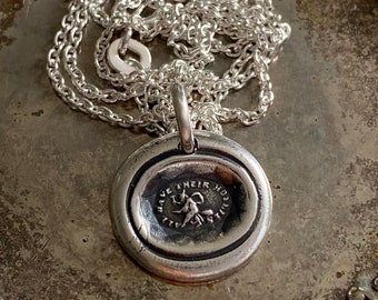 witch wax seal necklace - all have their hobbies - sterling silver witch wax seal jewelry