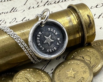 star wax seal necklace pendant - she guides me well - wax seal jewelry