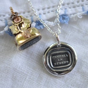 memoria in eterno wax seal necklace - forget me not - mourning jewelry - sterling silver wax seal jewelry