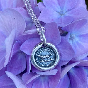dog wax seal necklace - tiny dog pendant - faithful - wax seal jewelry