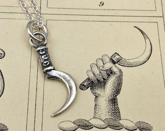 scythe pendant - grim reaper scythe - sickle charm - scythe jewelry