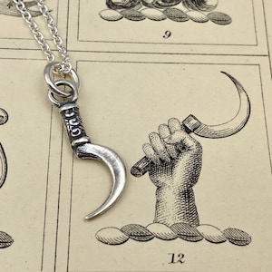 scythe pendant - grim reaper scythe - sickle charm - scythe jewelry