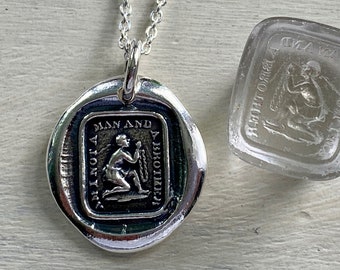 am I not a man and a brother wax seal necklace - important historic wax seal jewelry