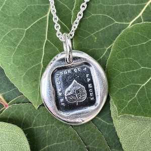aspen leaf wax seal necklace pendant - unchanging love - wax seal jewelry