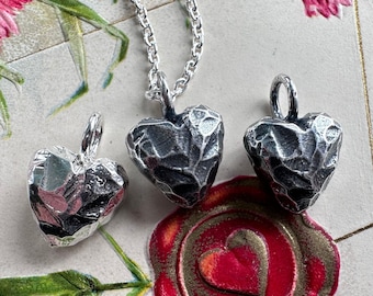 heart stone necklace - rock heart pendant - sterling silver rock jewelry