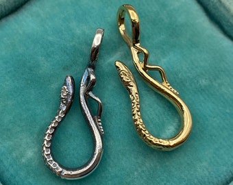 jewelry hook - silver or gold serpent hook - snake hook - charm holder