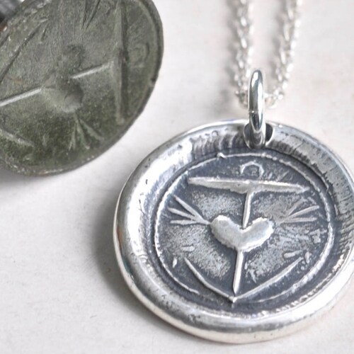 Anchor and Ship Wax Seal Necklace Pendant HOPE Sterling Etsy