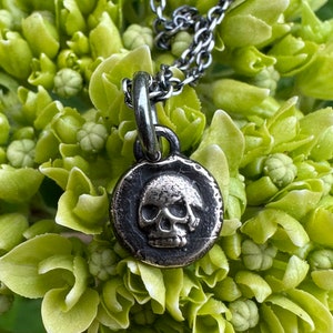 skull wax seal necklace tiny bronze skull pendant memento mori wax seal jewelry image 6
