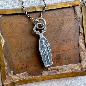 skeleton key skeleton in coffin necklace pendant -  memento mori wax seal jewelry