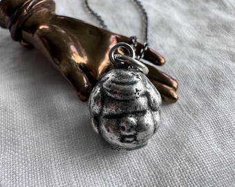 doll head pendant - large sterling silver or bronze Frozen Charlotte doll charm - historic Frozen Charlotte doll jewelry