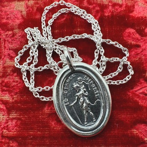 devil necklace - devil and cupid wax seal necklace - le diable emporte - the devil with it - sterling silver wax seal jewelry