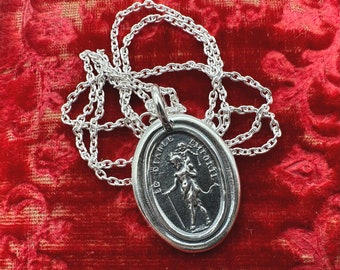 devil necklace - devil and cupid wax seal necklace - le diable emporte - the devil with it - sterling silver wax seal jewelry