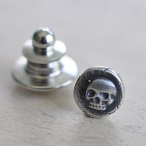 skull tie tack tiny skull wax seal tie tack in sterling silver memento mori antique wax seal mens accessory image 5