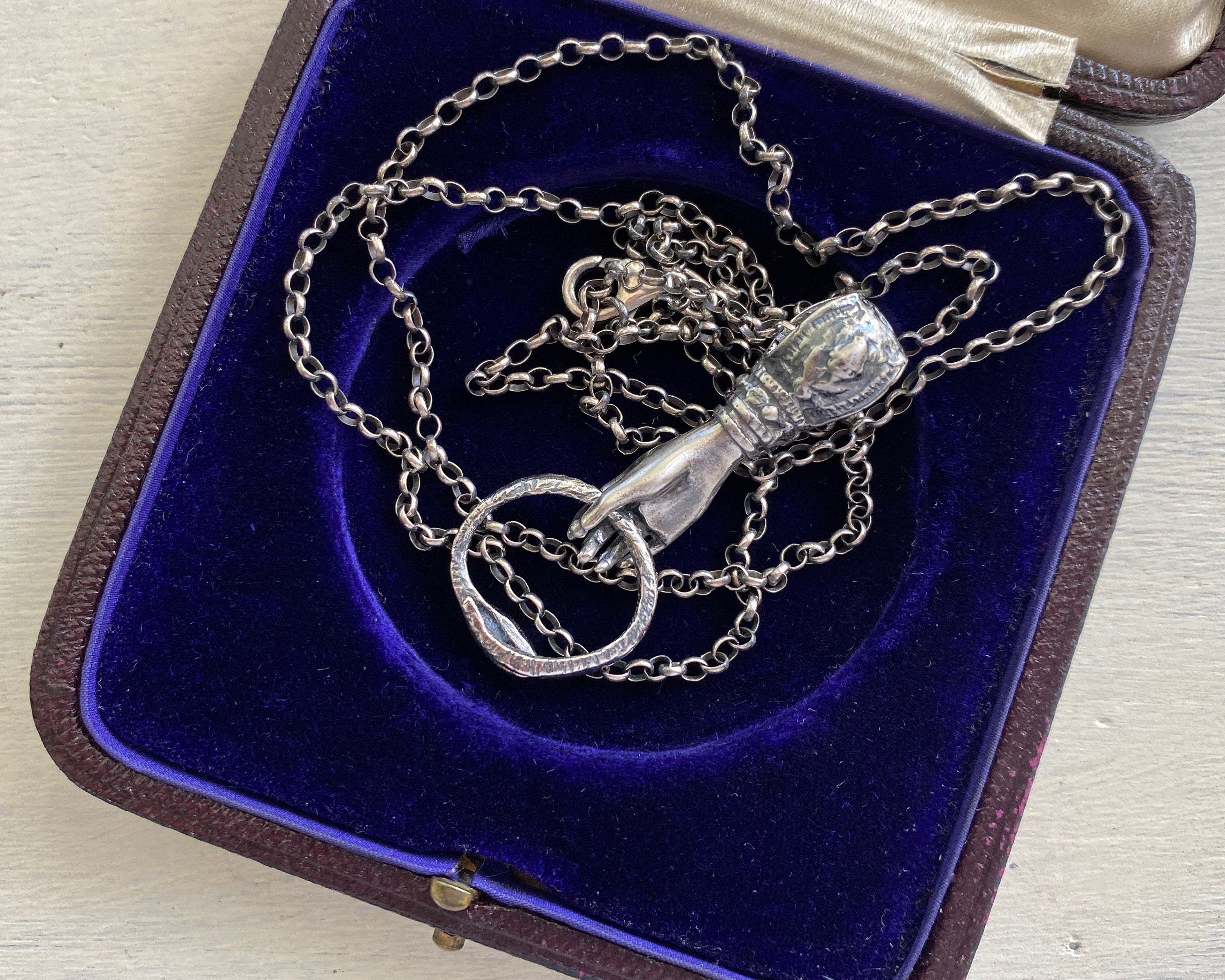 Buy Victorian Hand Holding Ouroboros Necklace Pendant Figural Online in  India 