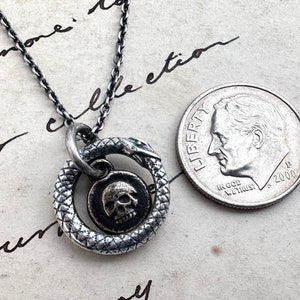 ouroboros and skull necklace memento mori mixed wax seal jewelry image 8