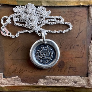 skull and bones wax seal necklace - memento mori wax seal jewelry