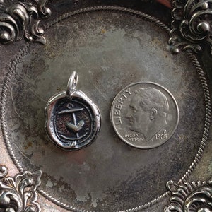 anchor with heart wax seal necklace pendant hope in thee medieval sterling silver wax seal jewelry image 5