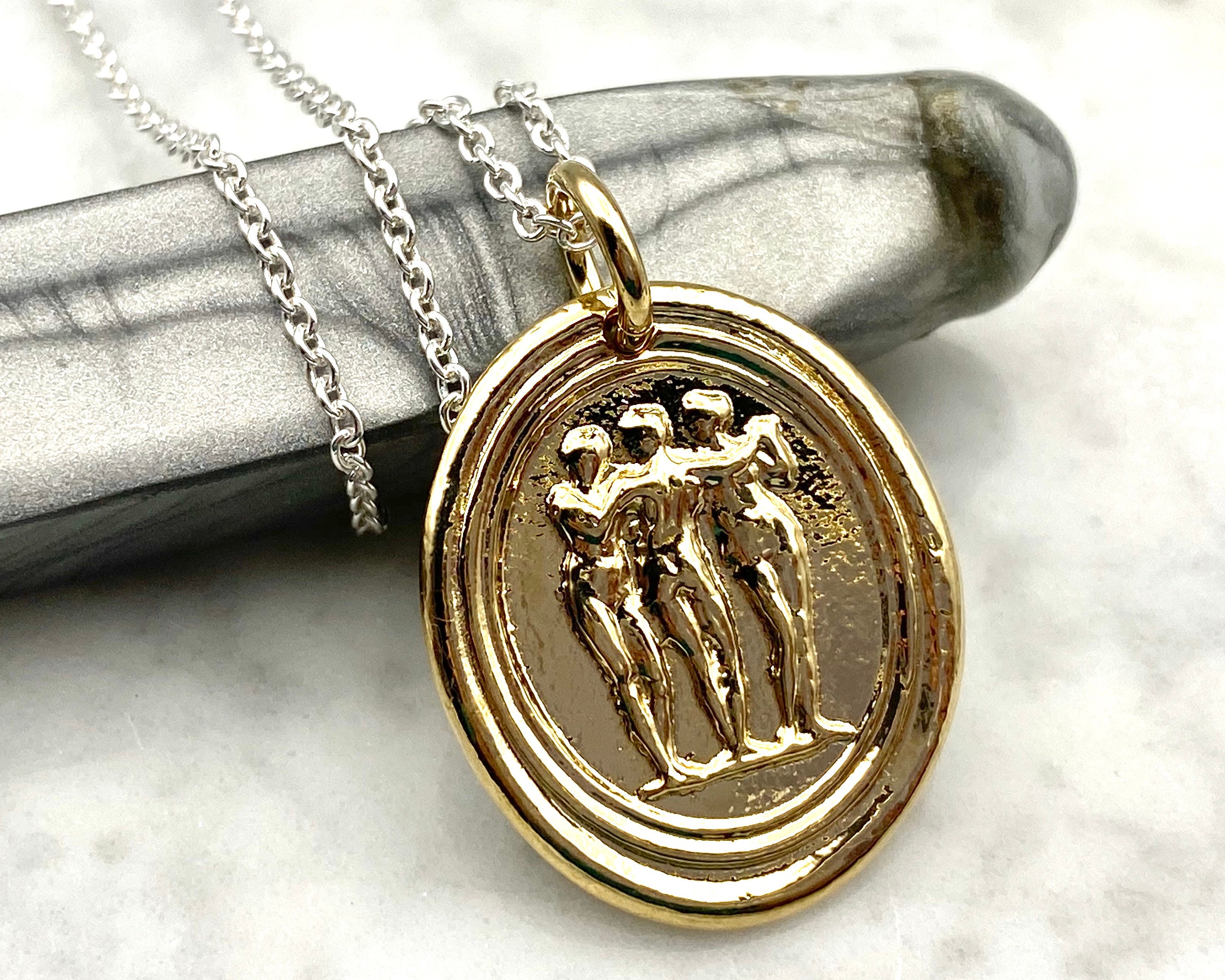 Gold three graces wax seal necklace pendant classical wax Etsy