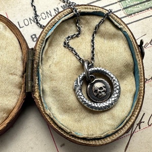 ouroboros and skull necklace memento mori mixed wax seal jewelry image 6