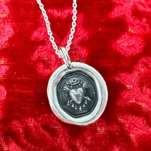 bleeding heart wax seal necklace - meaningful wax seal jewelry