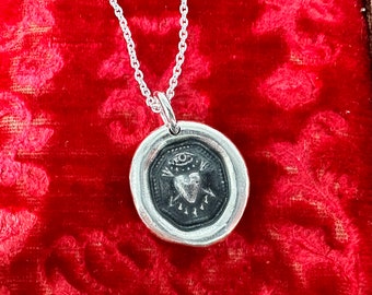 bleeding heart wax seal necklace - meaningful wax seal jewelry