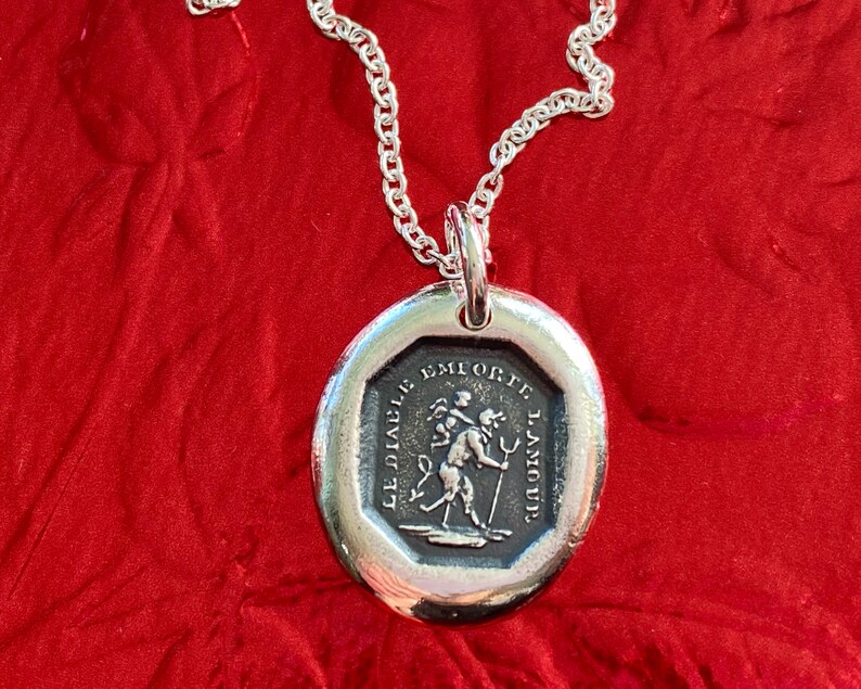 Devil Wax Seal Necklace Pendant the Devil With Love French - Etsy