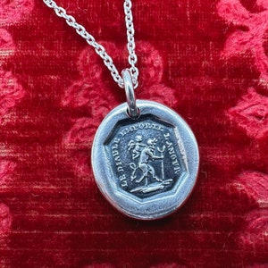 devil wax seal necklace pendant - the devil with love - le diable emporte l'amour - French antique wax seal jewelry