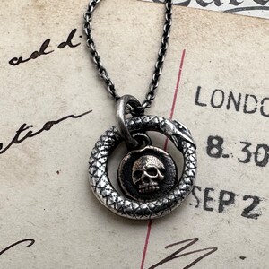 ouroboros and skull necklace memento mori mixed wax seal jewelry image 3