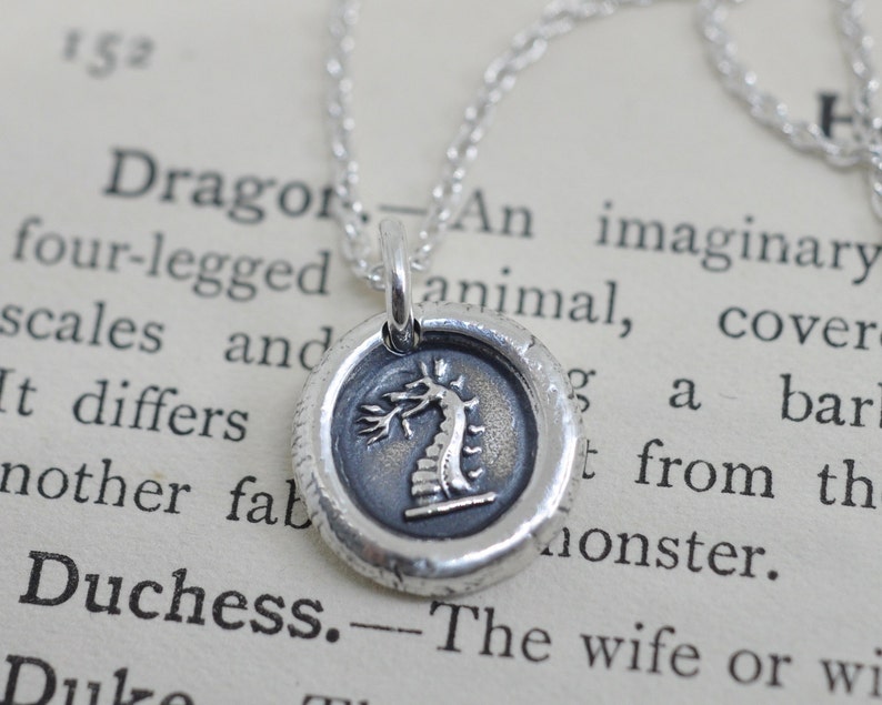 dragon wax seal necklace pendant firedragon sterling silver wax seal jewelry image 3