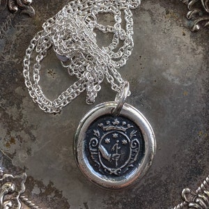 wax seal necklace - three stars under a crown pendant - three wishes - inspirational wax seal jewelry